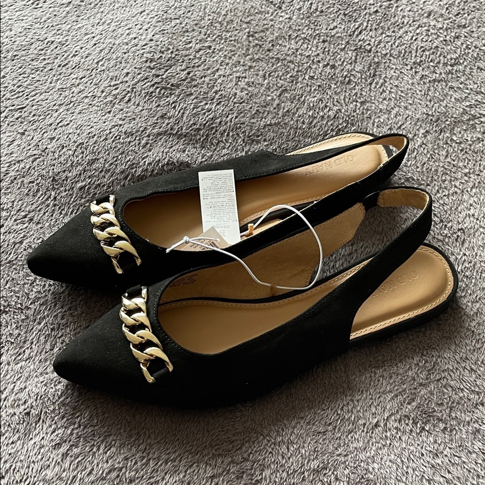 Old Navy Black and Gold Slingback Flats